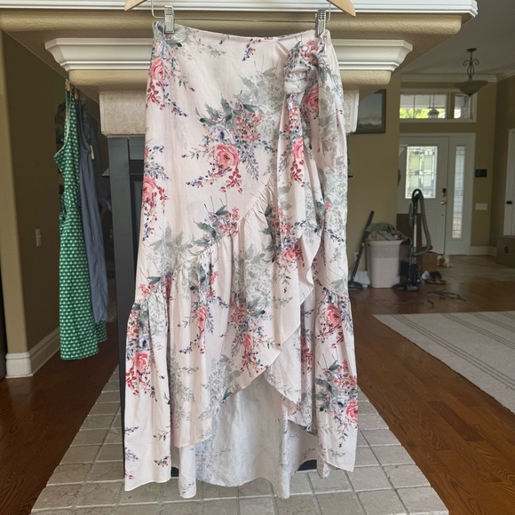 NWT KOBI HALPERIN Luxe Alix Wrap linen Skirt Size M floral Print Midi Length - Picture 8 of 10